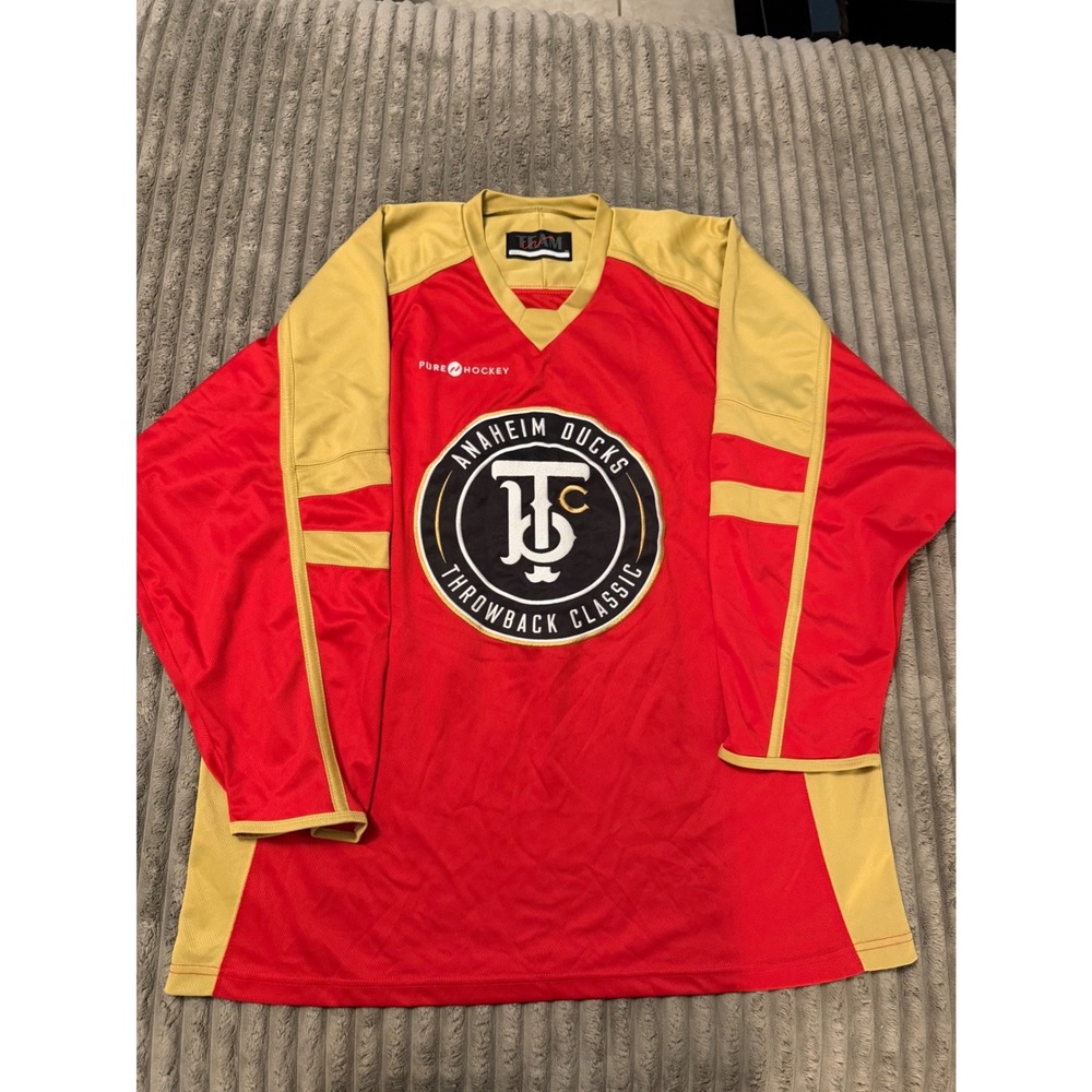 Pure Hockey Anaheim Ducks Throwback Classic Jersey Red Gold Mens XL 67